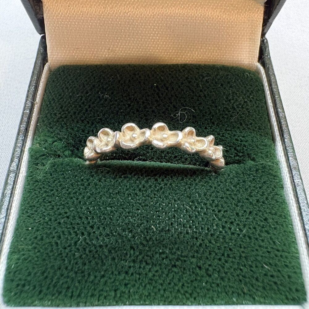 FLORAL ELEGANCE PANDORA St Silver STACKABLE BAND Ring Sz 7.5 925
